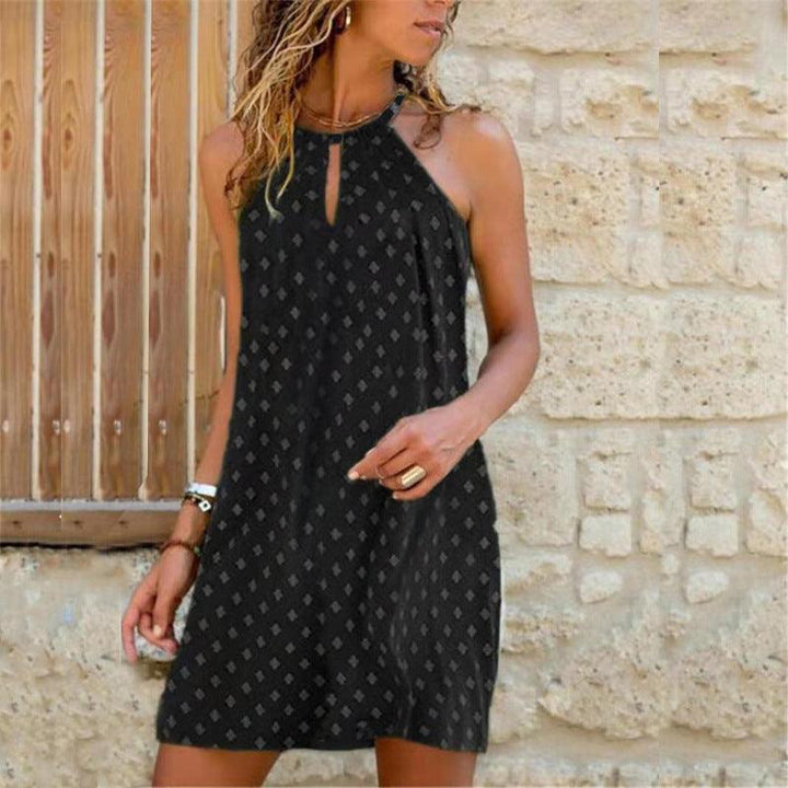 Women's Sexy Sling Hanging Neck Print Dress - MRSLM