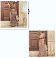 Women's simiya style V-neck floral dress - MRSLM