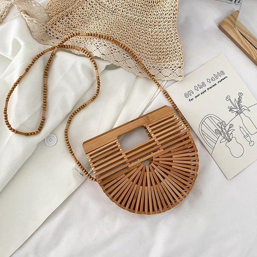 hollow woven bamboo round bag - MRSLM