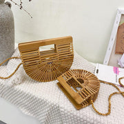 hollow woven bamboo round bag, view 3 - MRSLM