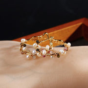 pearl winding small circle earrings - MRSLM