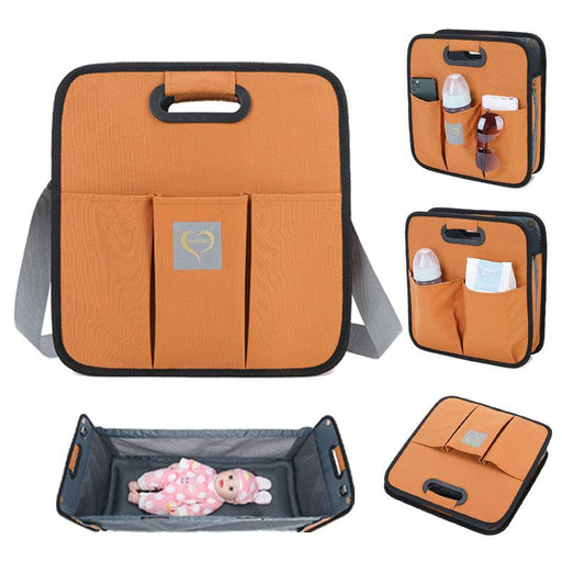 Portable diaper bag with folding baby bed - MRSLM