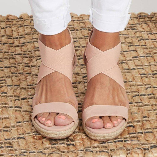women's wedge heel hemp rope sandals - MRSLM
