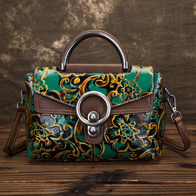 Retro cowhide embossed shoulder bag, view 2 - MRSLM