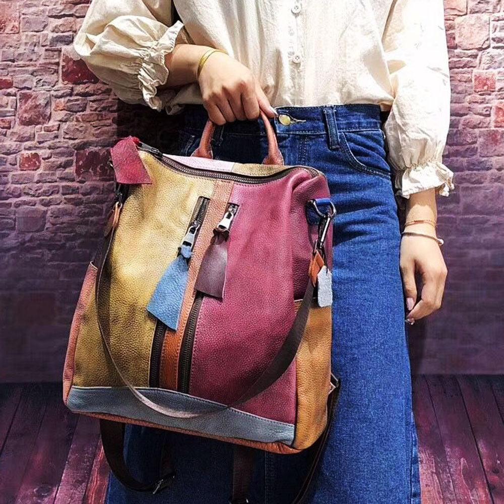 Women Backpack Cowhide Leather Backpacks Casual - MRSLM