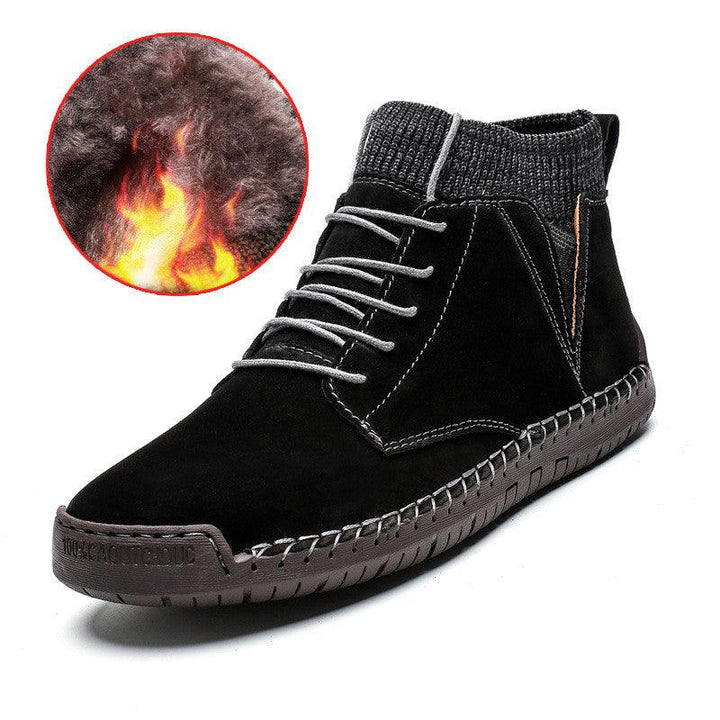 Winter Plus Cotton Plus Size Men'S High-Top Shoes Lace Up Wild Men'S Socks Warm Snow Boots - MRSLM