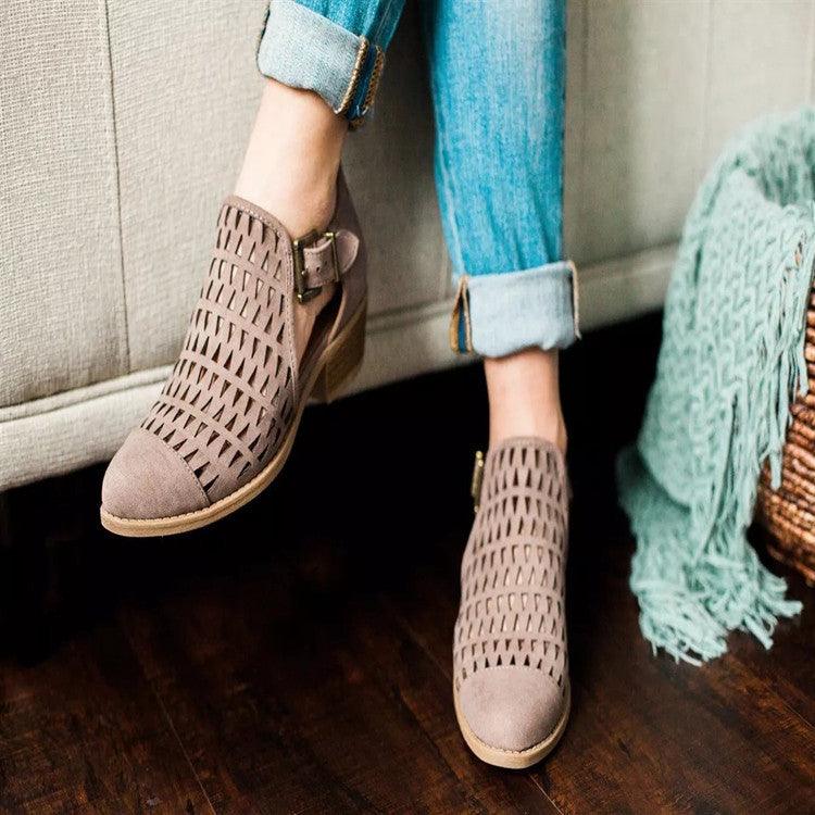 mid-heel sandals with hollow toe cap - MRSLM
