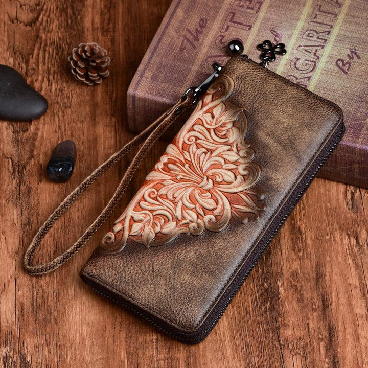 Long Retro Casual Leather Clutch Bag For Women - MRSLM