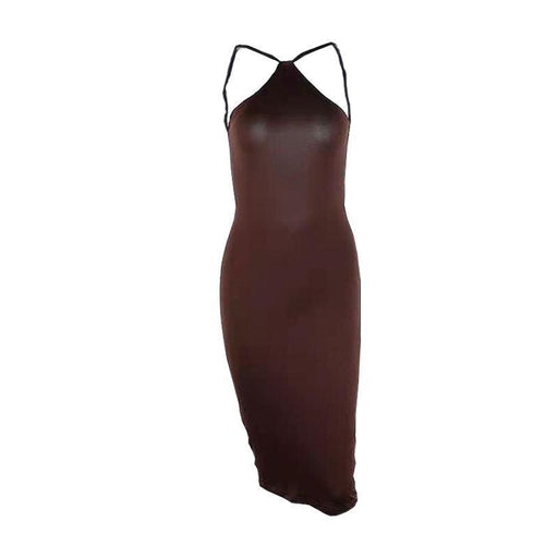 solid color halter backless dress, view 2 - MRSLM