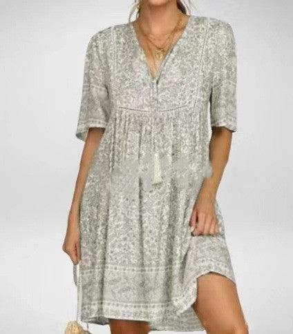 Hollow short sleeve dress sexy V-neck - MRSLM