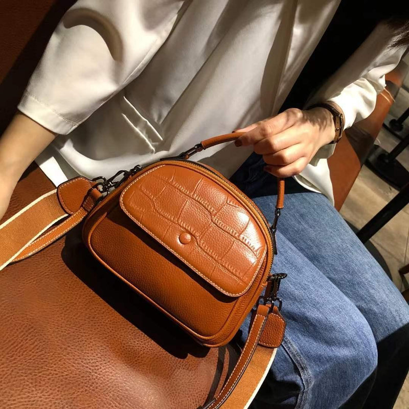 portable leather shell shoulder bag, view 2 - MRSLM