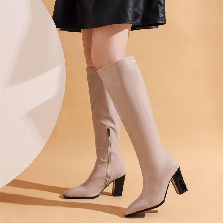 patent leather chunky heel high boots, view 4 - MRSLM
