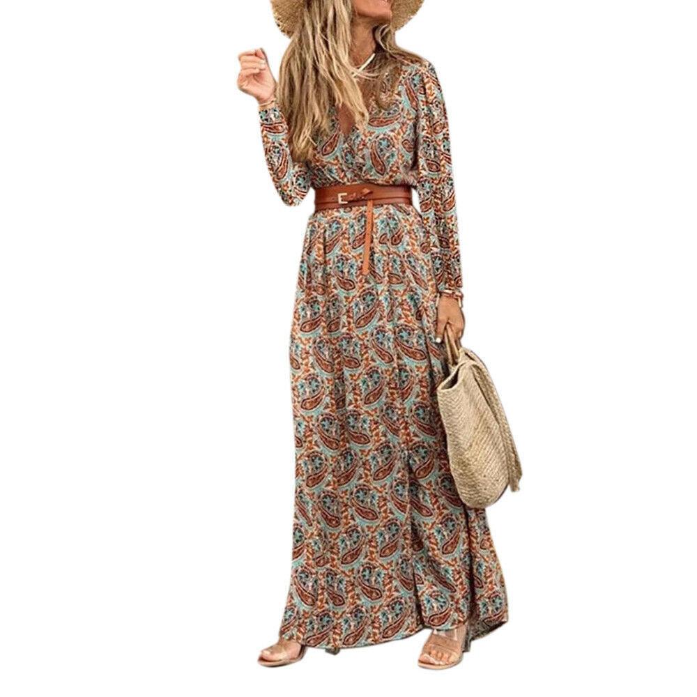 Women's simiya style V-neck floral dress - MRSLM