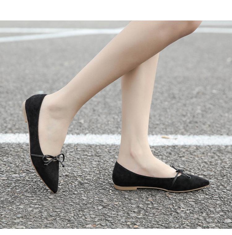 Pointed Toe Evening Shoes Flat Fairy Single Shoes Scoop Shoes Women's Shoes - MRSLM