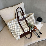 Large summer canvas shoulder tote bag, view 2 - MRSLM