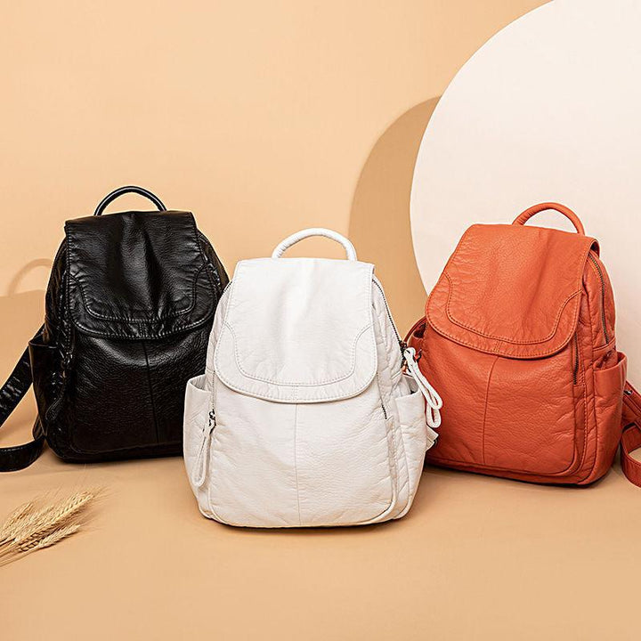 Casual Soft Leather Ladies Small Backpack - MRSLM