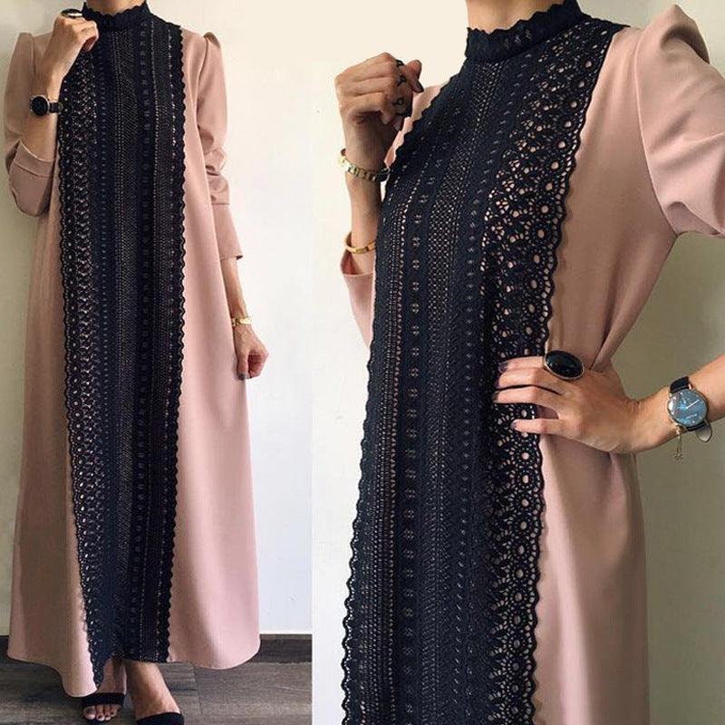 Women's pink dress with embroidery and tassels - MRSLM