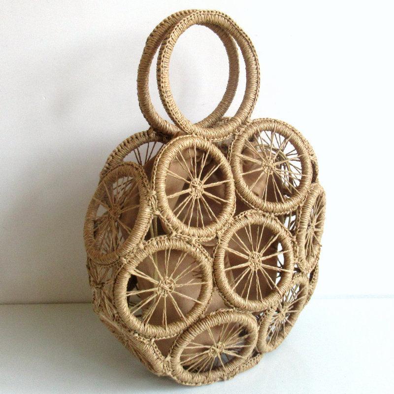 hollow woven paper rope bag, view 6 - MRSLM
