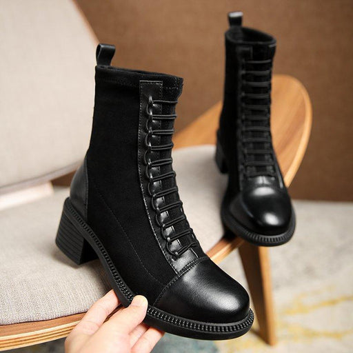women's thick low heel ankle boots - MRSLM