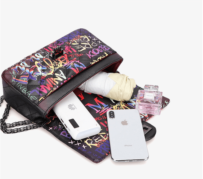 graffiti alphabet rhombus chain bag, view 3 - MRSLM