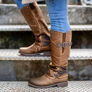 Women's zipper belt buckle high boots - MRSLM