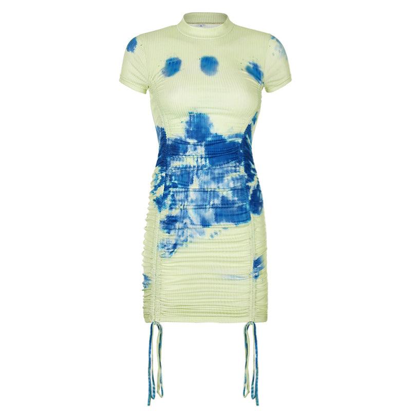 Tie-dye printed drawstring dress skirt - MRSLM