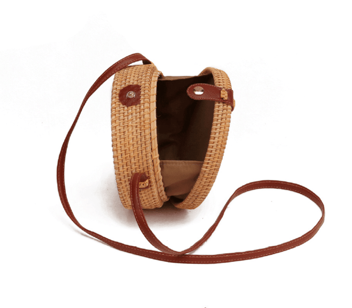 Natural PU small round straw bag - MRSLM