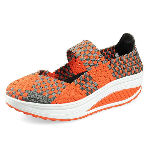 women's casual mid heel stretch weave shoes, view 6 - MRSLM