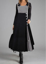 Striped doll collar large hem dress - MRSLM