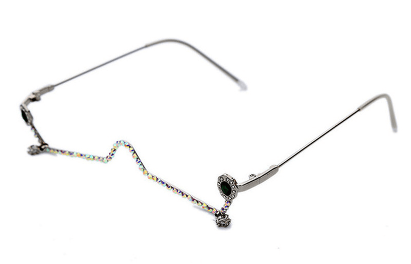 Women's rhinestone metal glasses frame, view 5 - MRSLM