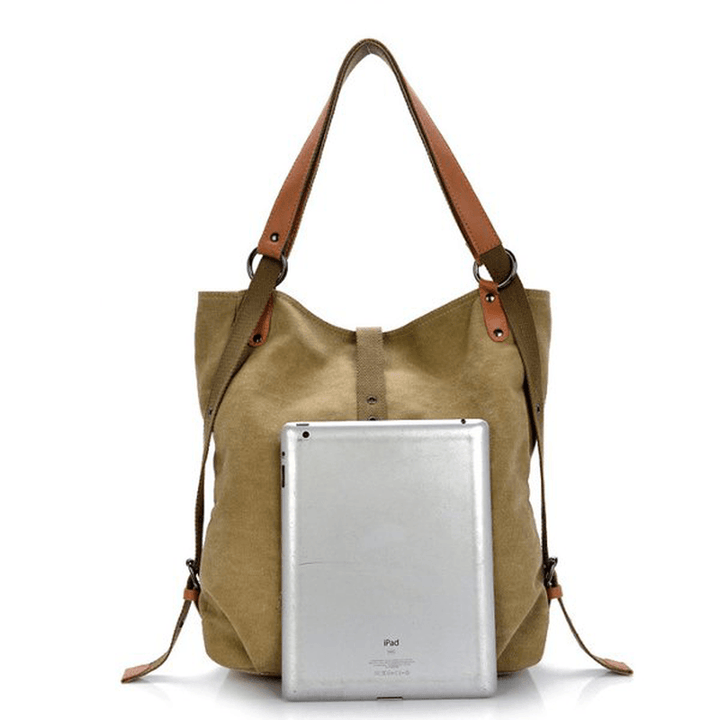 Women Men Canvas Handbags Multifunction Backpack - MRSLM