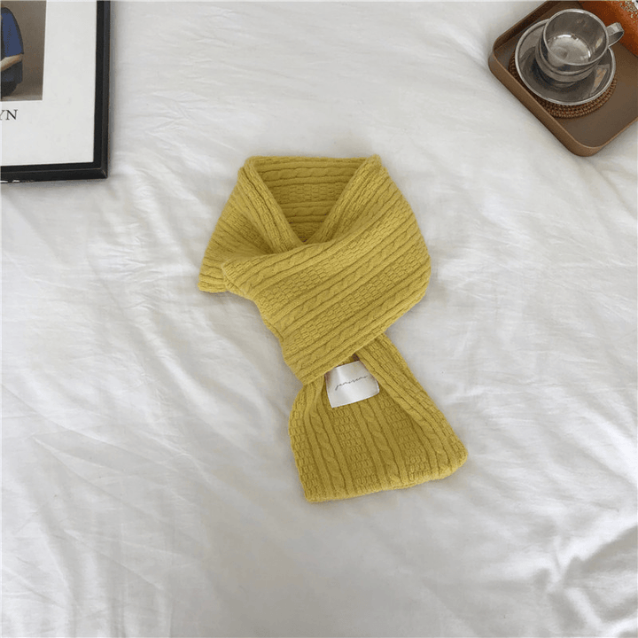 Pure Color Cashmere Knitted Thickened Cross Warm Scarf - MRSLM