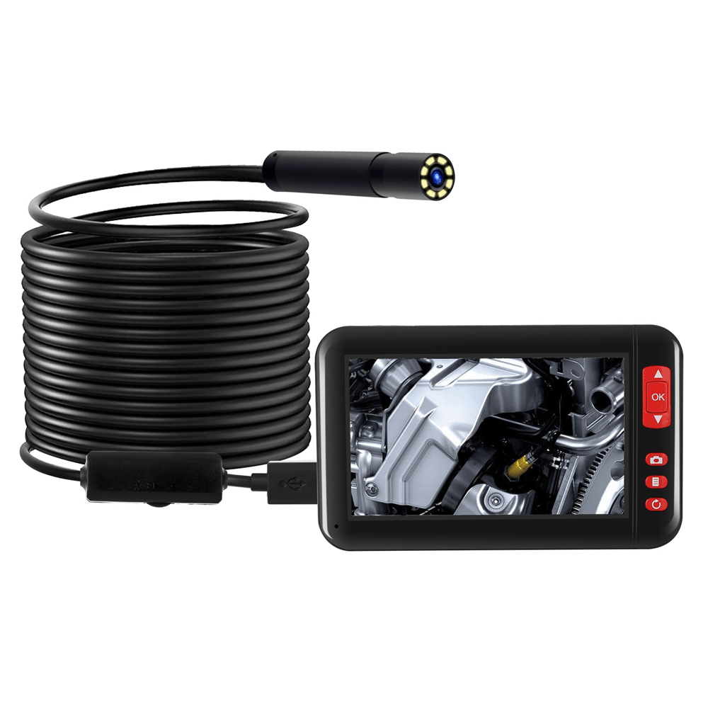 5M Hard Wire Digital Borescope 4.3Inch Color Screen HD 1080P Built-In Rechargeable Lithium Battery with Adjustable Brightness 8Leds - MRSLM