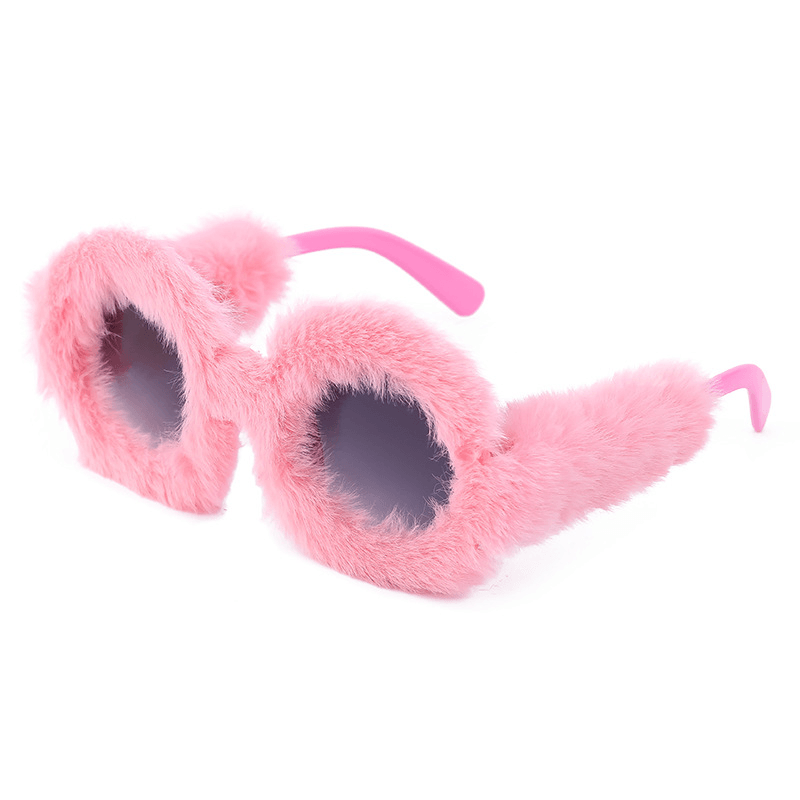 Women'S Fashion round Frame Plush Full Coverage Sunglasses - MRSLM