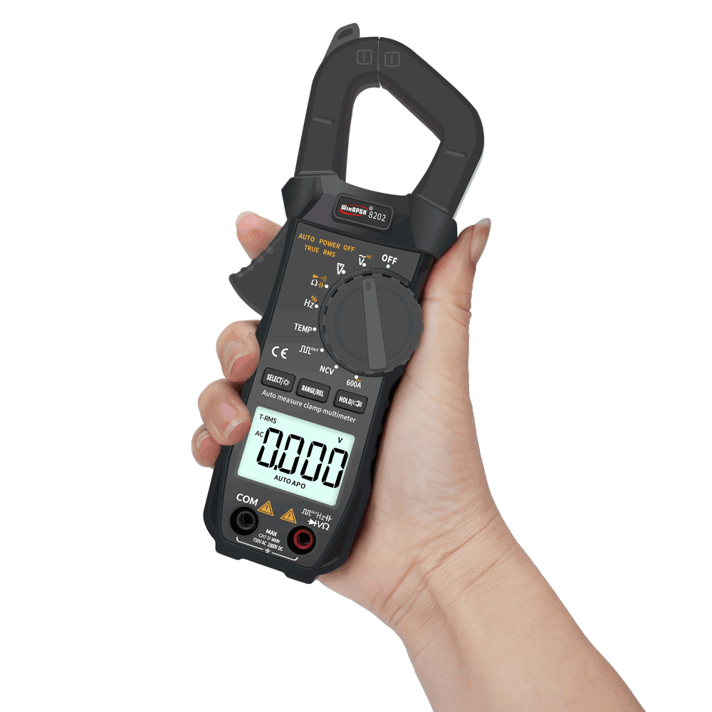 Winapex 8202 Pocket 6000 Counts True RMS Clamp Meter AC Voltage&Current Digital Multimeter Automatic Digital Meter with Square Wave Output Ω/V/A/Diode/Frequency/Continuity Test - MRSLM