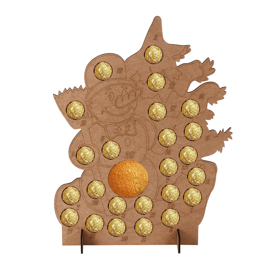 Wooden Christmas Advent Calendar Snowman Chocolates Orange Storage Box Xmas Gift Decorations - MRSLM