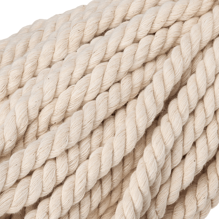 Cotton Rope 8Mm Natural Beige Twisted Cord DIY Craft Macrame Handmake String 45M Decorations - MRSLM