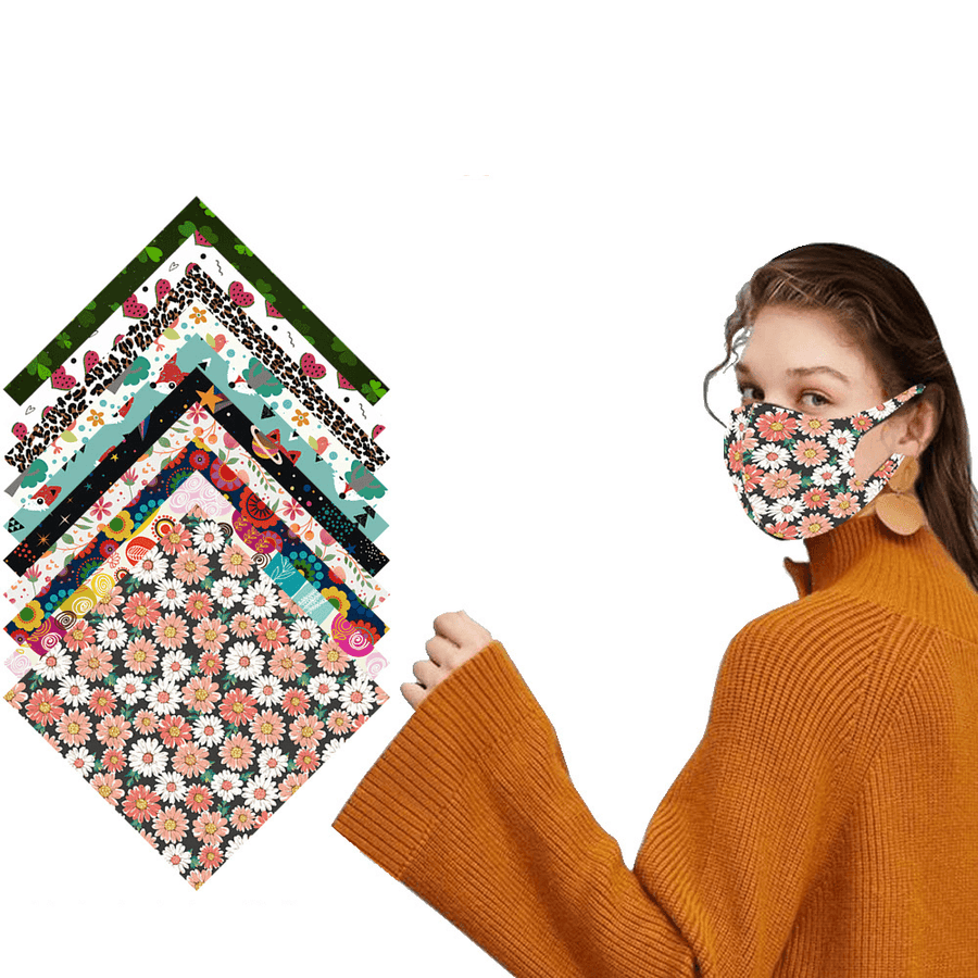 10 Pieces of Materil DIY Dustproof Fashion Masks Homemade Masks Printed Masks Elastic Cloth Masks - MRSLM