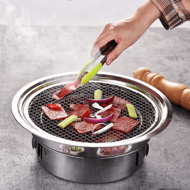 7Pcs/Set Stainless Steel Korean Charcoal Barbecue Grill Home/Outdoor Camping Portable Smokeless Barbecue Stove - MRSLM