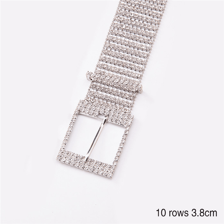 Women'S Shiny Alloy Belt with Rhinestones - MRSLM