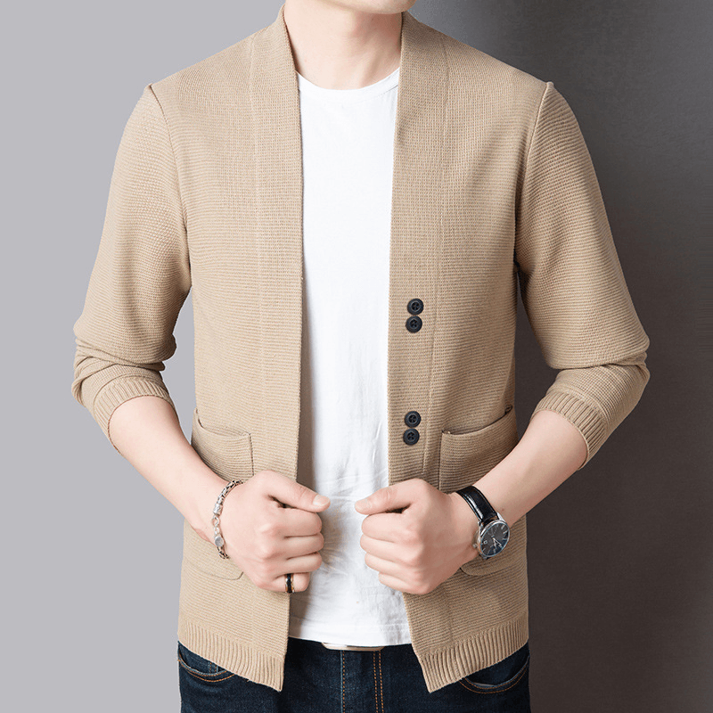 Pure Color Sweater Jacket Men'S Autumn Thin Section - MRSLM