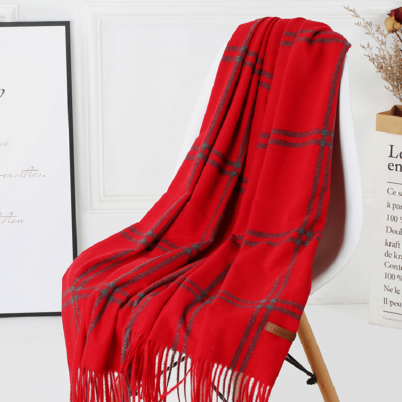 Wool Plaid Women Autumn and Winter Warm Scarf - MRSLM