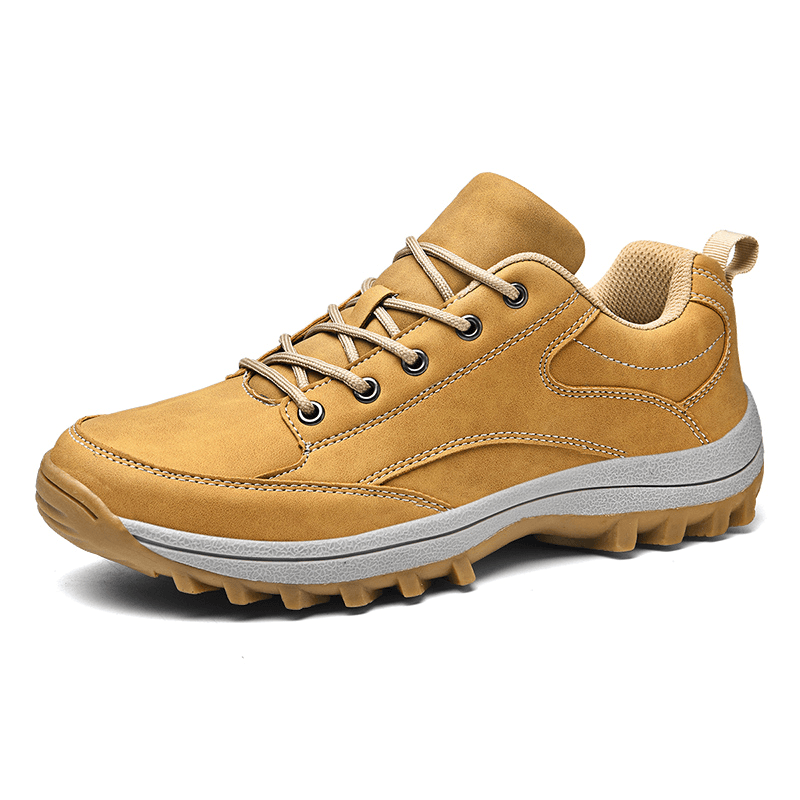 Men Microfiber Leather Non Slip Soft Sole Outdoor Hiking Shoes - MRSLM