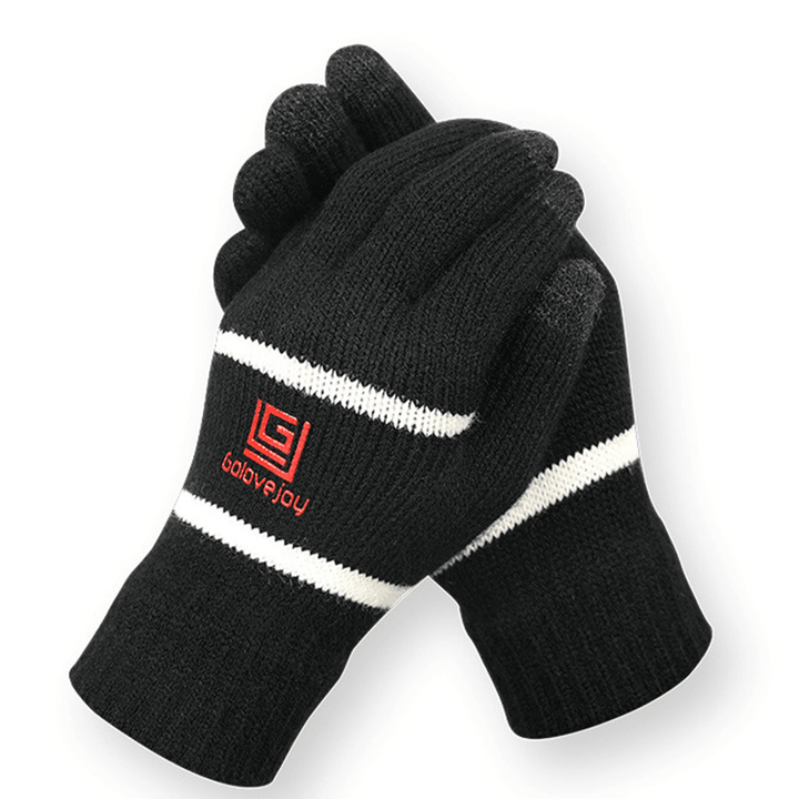 Unisex Winter Touch Screen Outdoor Riding Knit Warm Thickened Gloves - MRSLM
