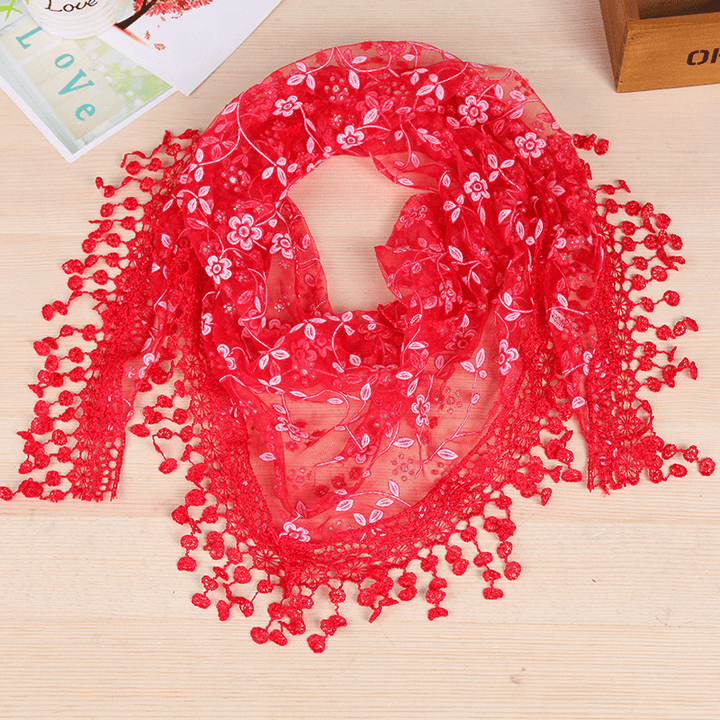 Women'S New Creative Lace Fringed Silk Scarf - MRSLM