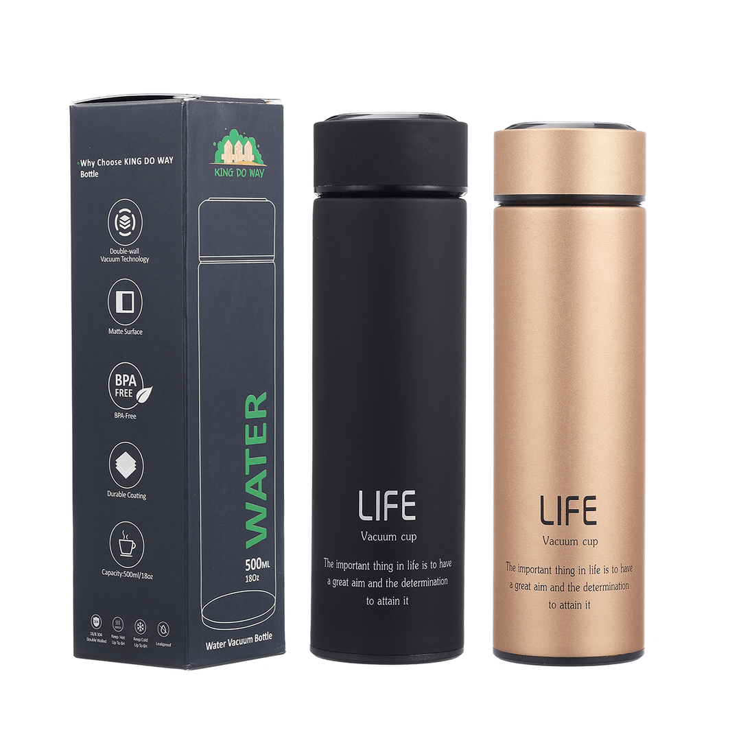 500Ml /18 Oz Insulated Stainless Steel Water Vacuum Bottle Double-Walled Coffee Cup Flasks Thermo for Hot and Cold Drinks Travel Mug for Outdoor Sports Hiking Running - MRSLM