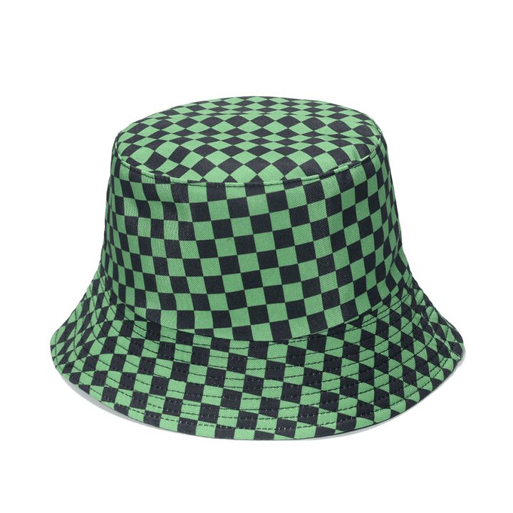 Fashion Personality Black and White Checkerboard Plaid Fisherman Hat - MRSLM