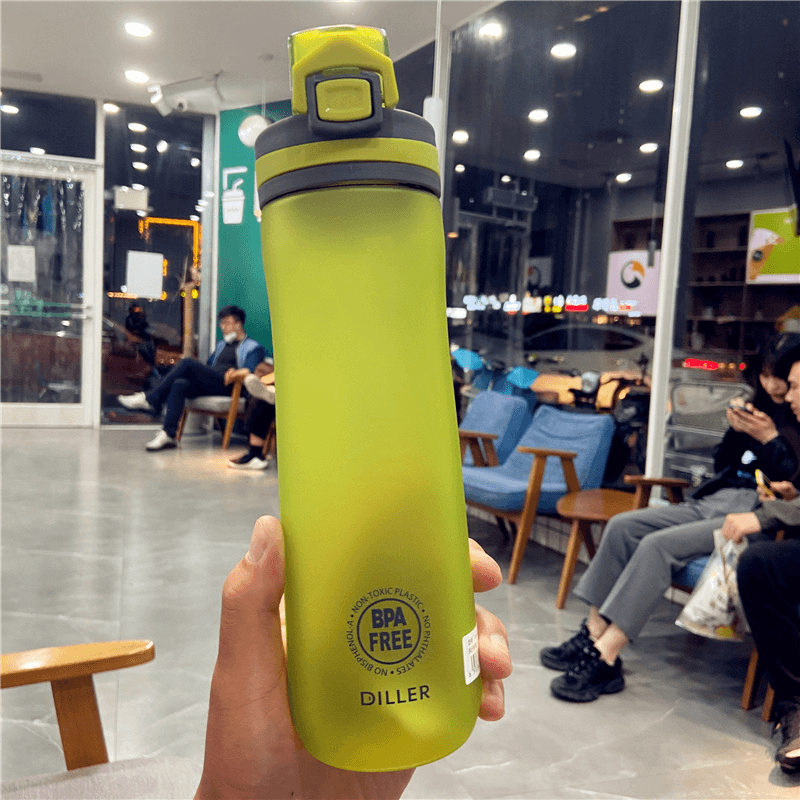 D04 600Ml Sport Drinking Water Bottle BPA Free Leakproof Tritan Capacity Marker Water Cup for Camping Travel Fitness - MRSLM