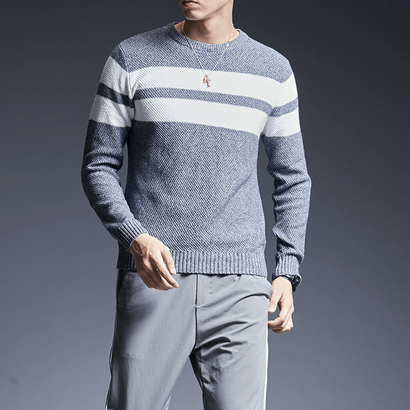 Men'S Sweater All-Match All-Match Sweater Striped Sweater Men - MRSLM