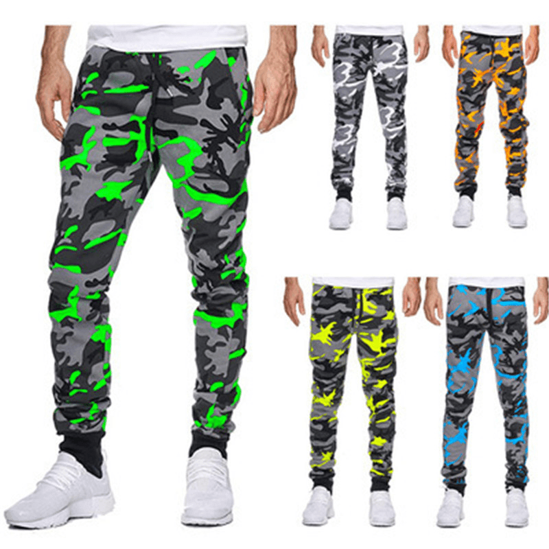 Casual Camouflage Mid-Waist High-Stretch Print Stretch Sports Jogging Pants - MRSLM